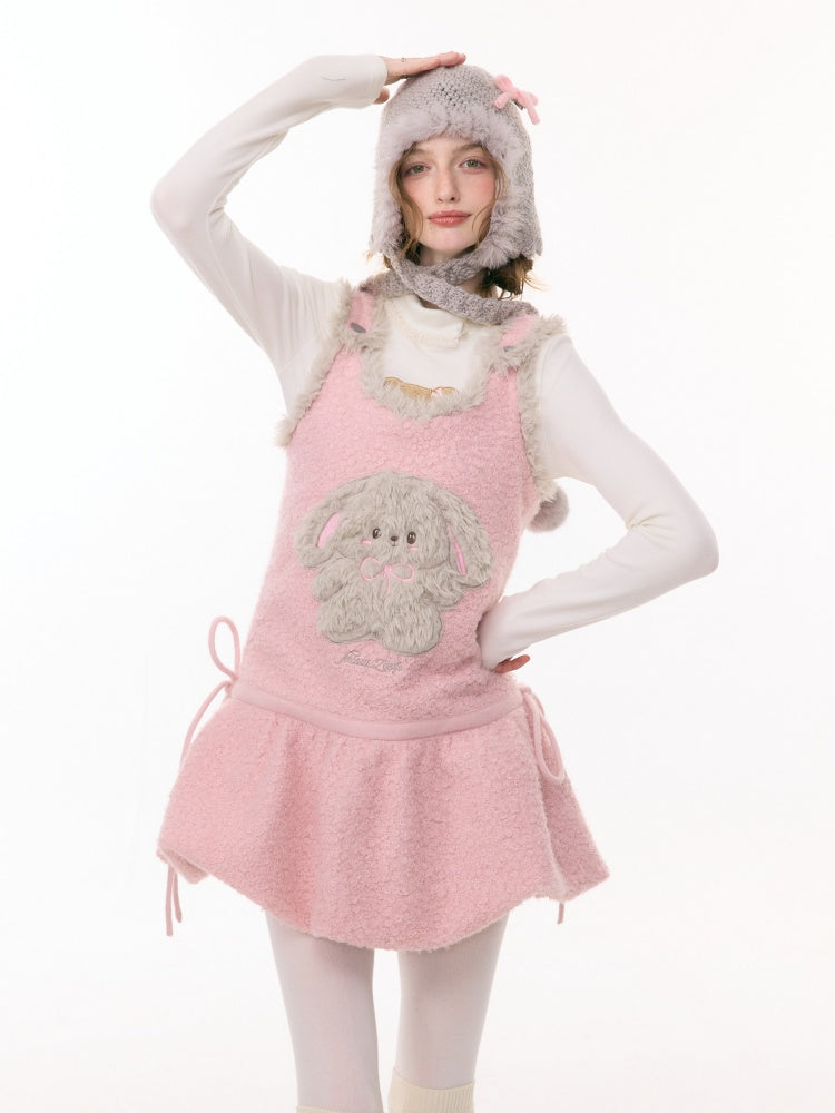Plush Rabbit Pocket Hem Vest Dress【s0000015303】