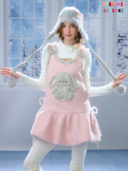 Plush Rabbit Pocket Hem Vest Dress【s0000015303】