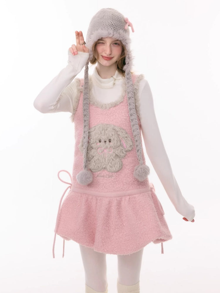 Plush Rabbit Pocket Hem Vest Dress【s0000015303】