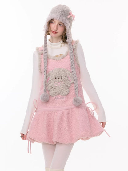 Plush Rabbit Pocket Hem Vest Dress【s0000015303】