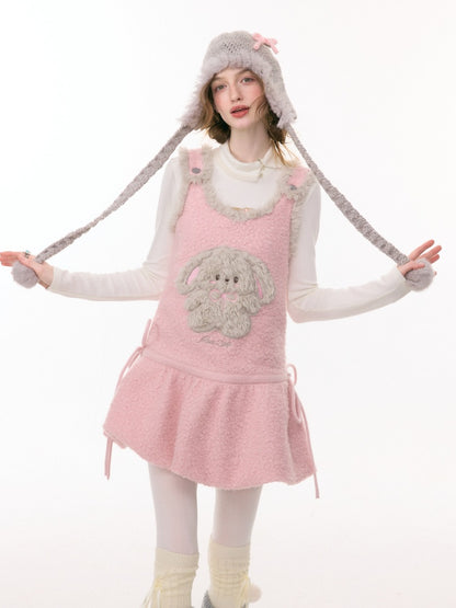 Plush Rabbit Pocket Hem Vest Dress【s0000015303】