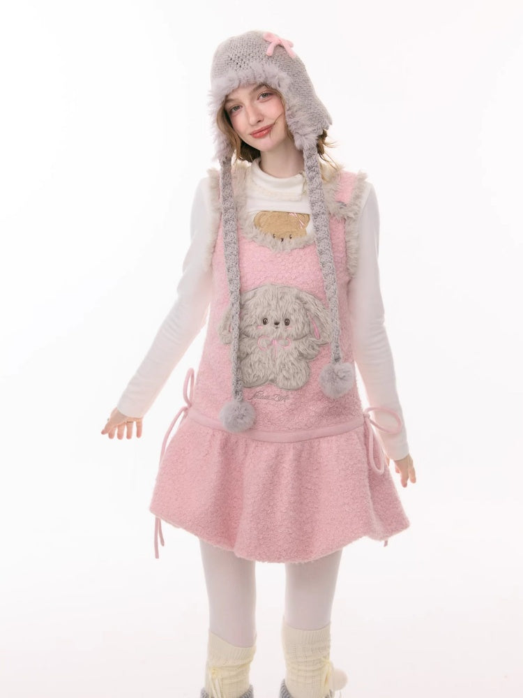 Plush Rabbit Pocket Hem Vest Dress【s0000015303】