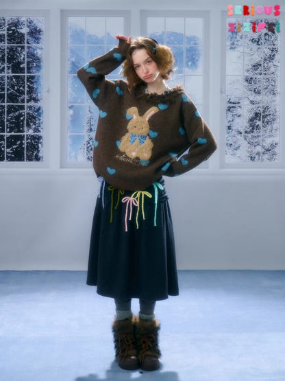 Multi-Colored Bow Fungus High-Waisted Slimming Mid-Length Skirt【s0000015304】