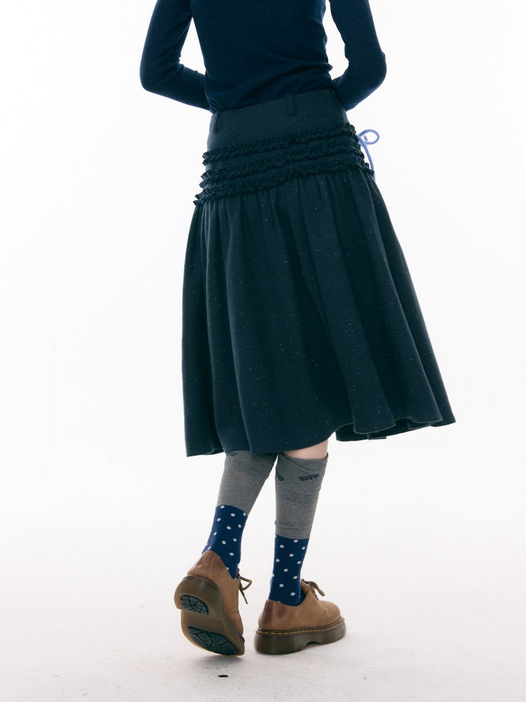 Multi-Colored Bow Fungus High-Waisted Slimming Mid-Length Skirt【s0000015304】