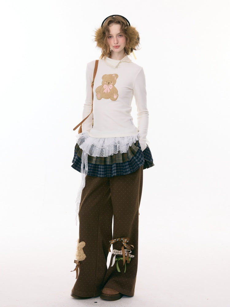 Multi-Plaid Deconstruction Splicing Double-Layer Lace Wandering Fart Curtain【s0000015305】