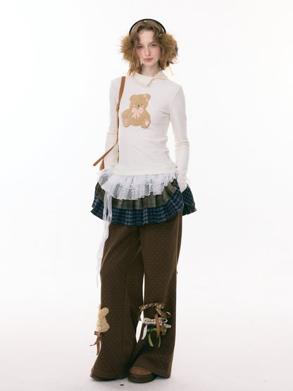 Multi-Plaid Deconstruction Splicing Double-Layer Lace Wandering Fart Curtain【s0000015305】