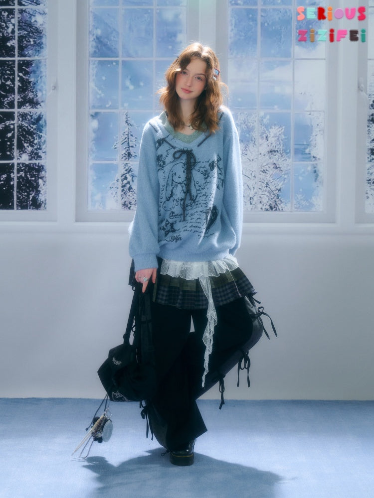 Multi-Plaid Deconstruction Splicing Double-Layer Lace Wandering Fart Curtain【s0000015305】