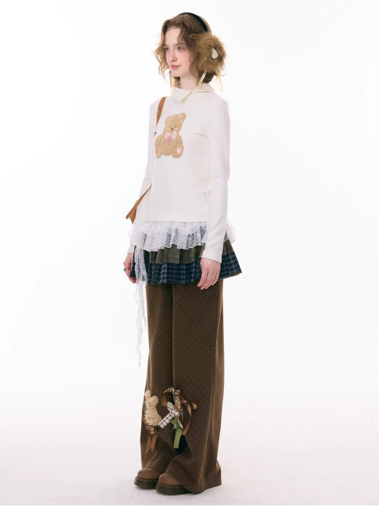 Multi-Plaid Deconstruction Splicing Double-Layer Lace Wandering Fart Curtain【s0000015305】