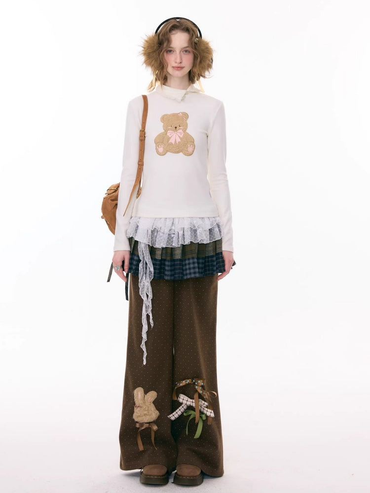 Multi-Plaid Deconstruction Splicing Double-Layer Lace Wandering Fart Curtain【s0000015305】