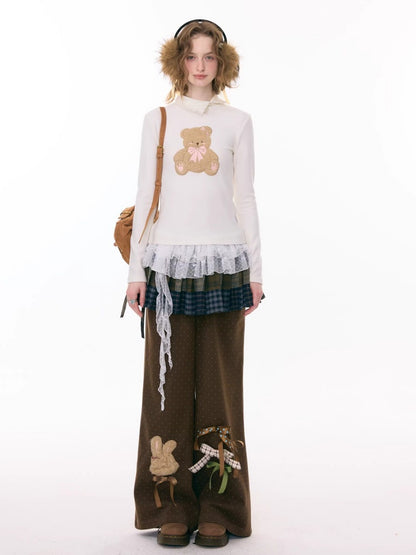 Multi-Plaid Deconstruction Splicing Double-Layer Lace Wandering Fart Curtain【s0000015305】