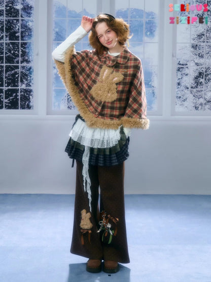 Multi-Plaid Deconstruction Splicing Double-Layer Lace Wandering Fart Curtain【s0000015305】
