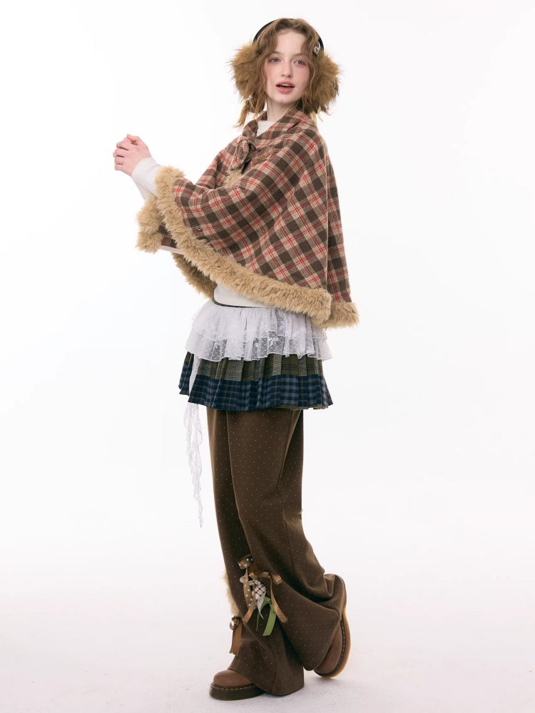 Multi-Plaid Deconstruction Splicing Double-Layer Lace Wandering Fart Curtain【s0000015305】