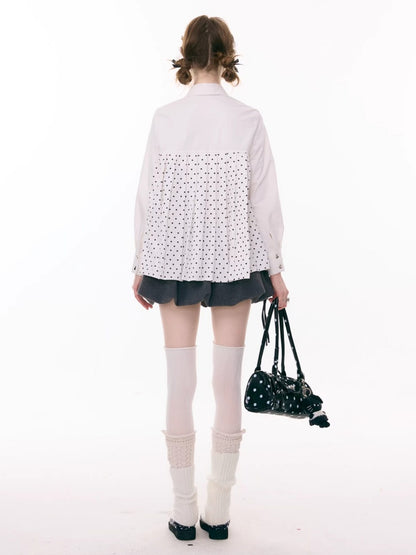 Bow Doll Collar Polka Dot Long Sleeve Shirt【s0000015307】