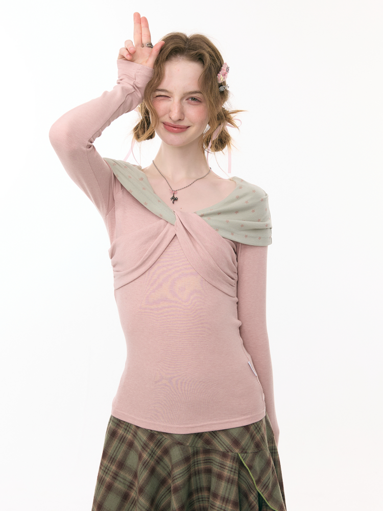 Star Polka Dot Slim Long Sleeve T-Shirt Knitted Top【s0000015309】