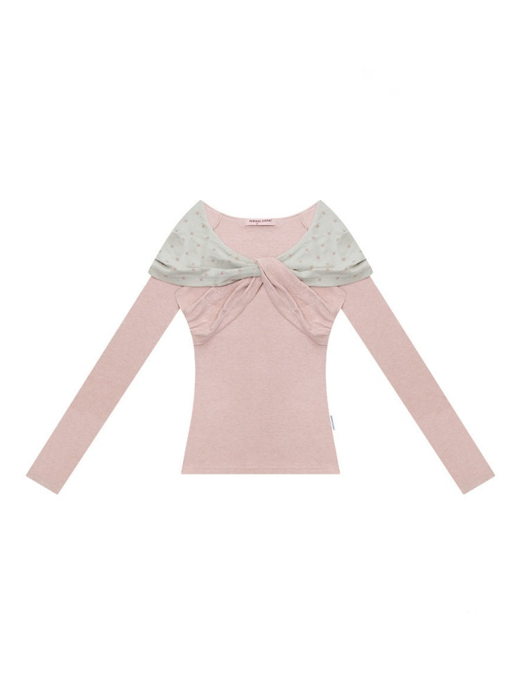 Star Polka Dot Slim Long Sleeve T-Shirt Knitted Top【s0000015309】