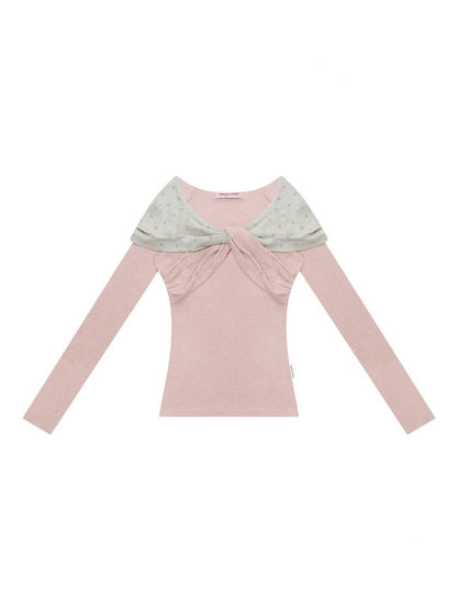 Star Polka Dot Slim Long Sleeve T-Shirt Knitted Top【s0000015309】