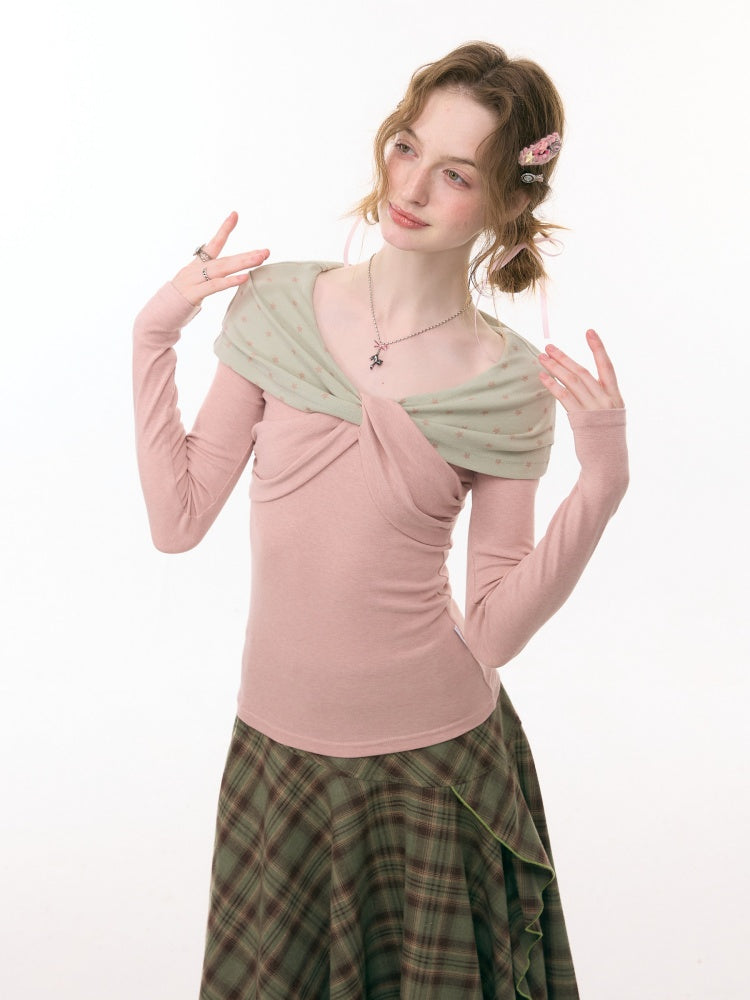 Star Polka Dot Slim Long Sleeve T-Shirt Knitted Top【s0000015309】