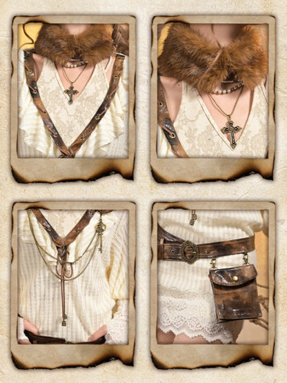 Lantern Sleeve Gal Sexy Deep V Two Knitted Dress Tops【s0000015311】