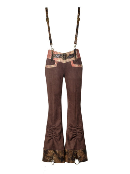 Low-Waisted Spice Lace Vintage Distressed Bootcut Bib Pants【s0000015312】