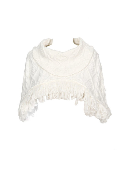 Twist Knit Thickened Shawl Scarf Fringe Outerwear【s0000015317】