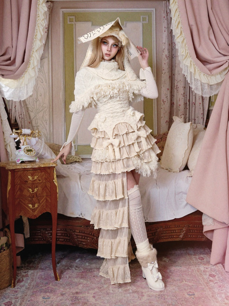 Twist Knit Thickened Shawl Scarf Fringe Outerwear【s0000015317】