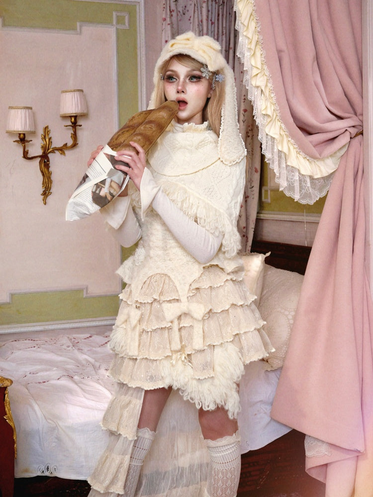Twist Knit Thickened Shawl Scarf Fringe Outerwear【s0000015317】