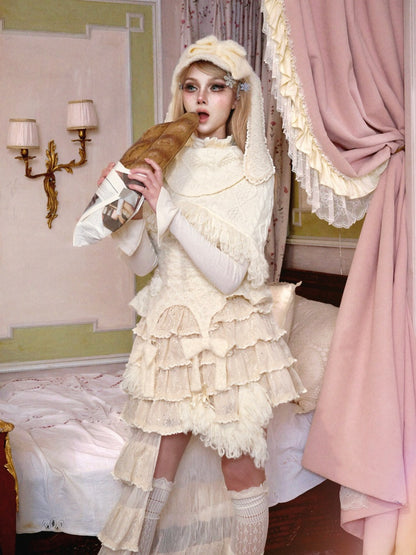Twist Knit Thickened Shawl Scarf Fringe Outerwear【s0000015317】