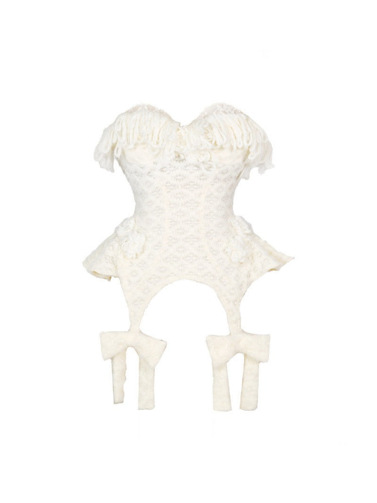 Knit Yarn Lace Suspender Bandeau Base Corset【s0000015318】