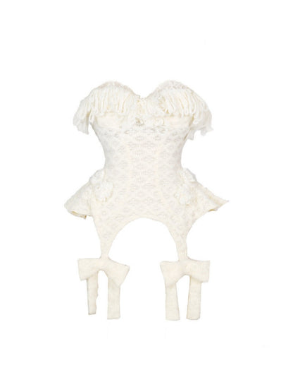 Knit Yarn Lace Suspender Bandeau Base Corset【s0000015318】