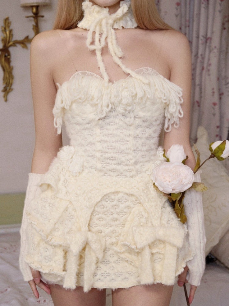 Knit Yarn Lace Suspender Bandeau Base Corset【s0000015318】