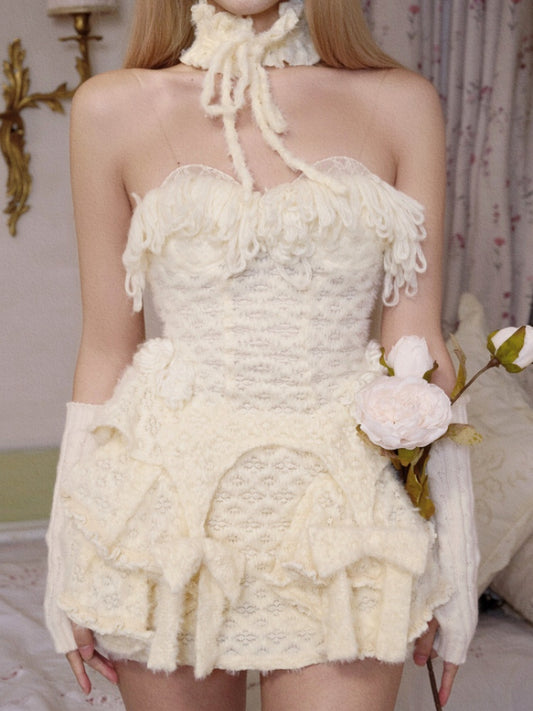 Knit Yarn Lace Suspender Bandeau Base Corset【s0000015318】