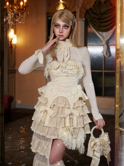 Knit Yarn Lace Suspender Bandeau Base Corset【s0000015318】