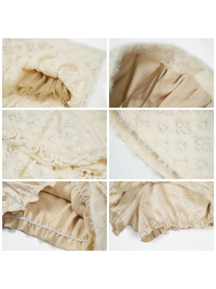 Knitted Lace Pleated Short Skirt Primer Fleece Culottes【s0000015319】