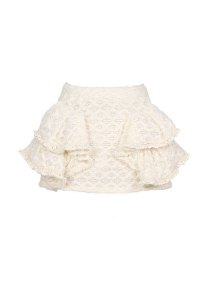 Knitted Lace Pleated Short Skirt Primer Fleece Culottes【s0000015319】