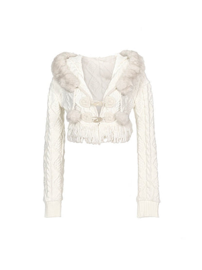 Thickened Warm Twist Knit Cardigan Hooded Jacket【s0000015320】