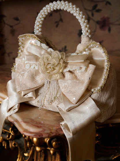Satin Gilt Three-Dimensional Bow Handbag Dinner Bag【s0000015322】