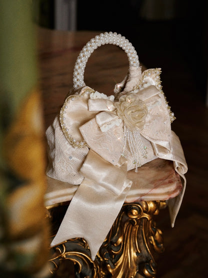 Satin Gilt Three-Dimensional Bow Handbag Dinner Bag【s0000015322】