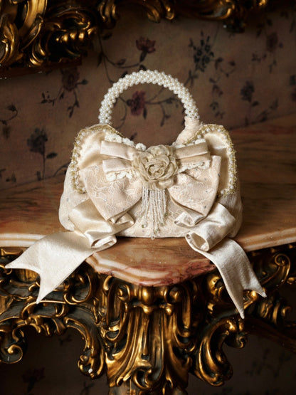 Satin Gilt Three-Dimensional Bow Handbag Dinner Bag【s0000015322】