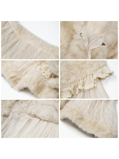 Eco-Friendly Wool Shawl Fur Cloak Dress Outerwear【s0000015324】