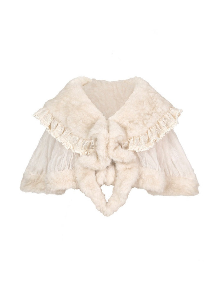 Eco-Friendly Wool Shawl Fur Cloak Dress Outerwear【s0000015324】