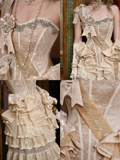 Glitter Diamond Fishbone Dinner Corset Dress【s0000015327】
