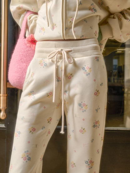Floral Fur Collar Jacket Pants Set Up【s0000015328】