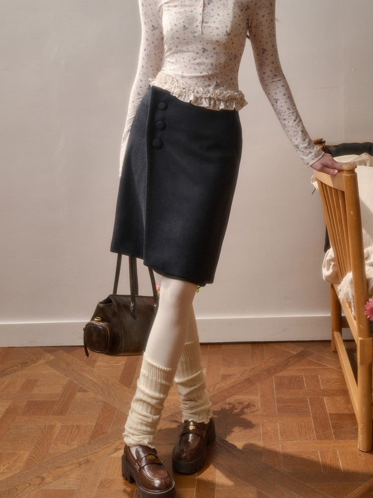 Wool Comfortable Fluffy Elegant Simple Textured Glutinous Warm Skirt【s0000015329】