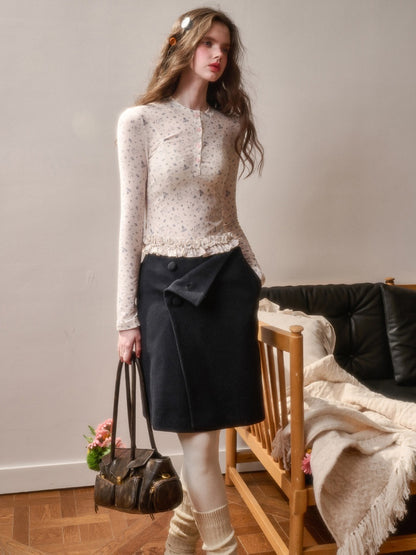 Wool Comfortable Fluffy Elegant Simple Textured Glutinous Warm Skirt【s0000015329】