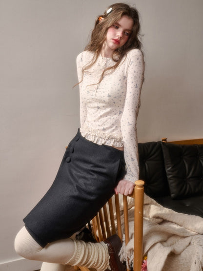 Wool Comfortable Fluffy Elegant Simple Textured Glutinous Warm Skirt【s0000015329】