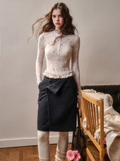 Wool Comfortable Fluffy Elegant Simple Textured Glutinous Warm Skirt【s0000015329】