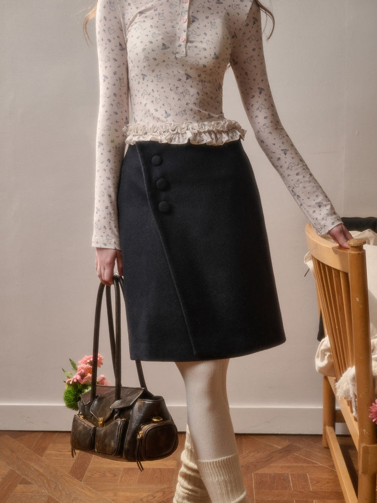 Wool Comfortable Fluffy Elegant Simple Textured Glutinous Warm Skirt【s0000015329】