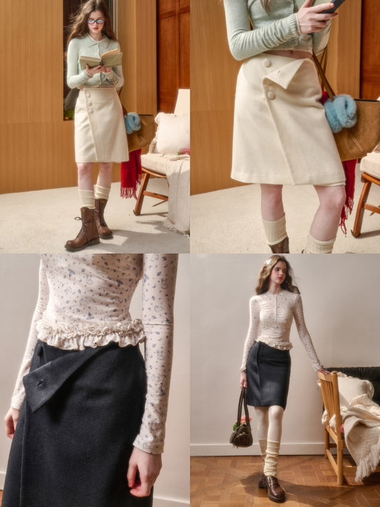 Wool Comfortable Fluffy Elegant Simple Textured Glutinous Warm Skirt【s0000015329】
