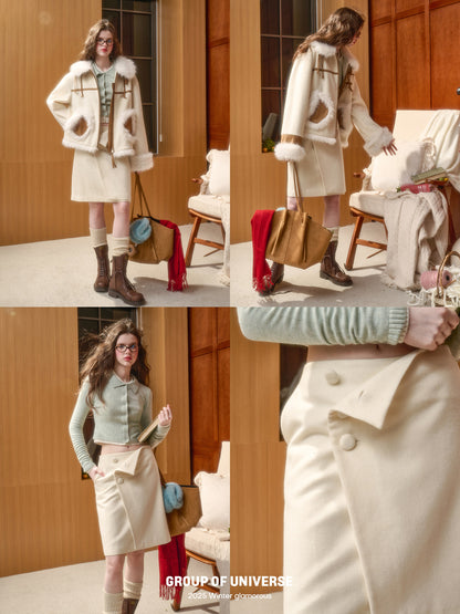 Wool Comfortable Fluffy Elegant Simple Textured Glutinous Warm Skirt【s0000015329】