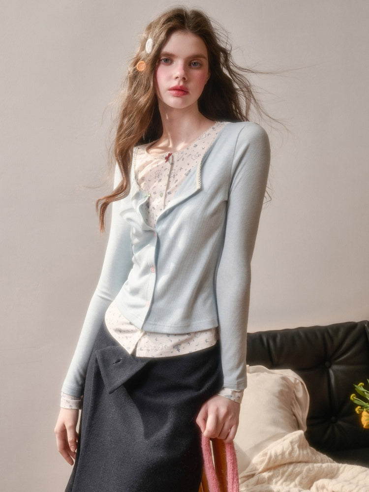 Fake Two Pieces Slim Original Printed Cardigan【s0000015332】